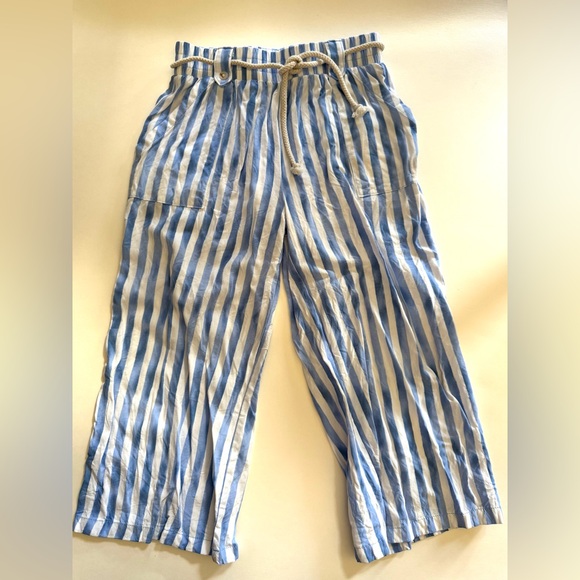 btween Girls Light Blue and White Striped Wide Leg Pants - Picture 2 of 7